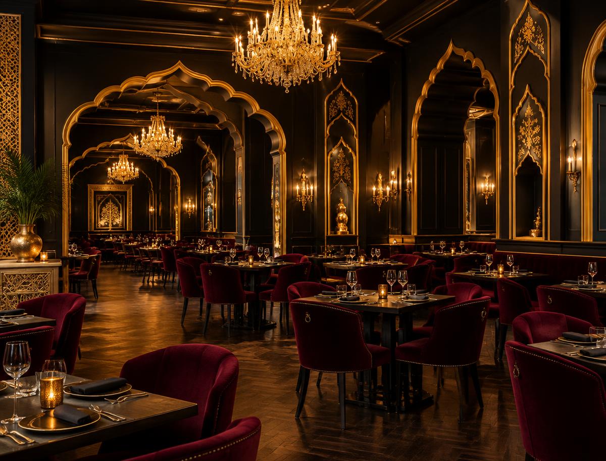 Royal Restaurant dining hall with gold arches